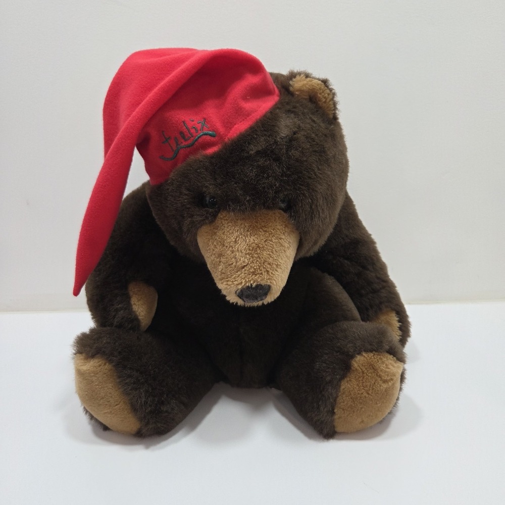 Filene's 16" Feelix‎ Bear Christmas With Christmas Sleeping Cap 80's Plush